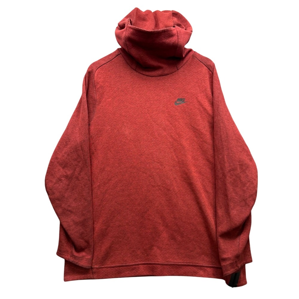 Nike Tech Fleece Hoodie Men's Size XL Red Heathered Pullover Sweatshirt